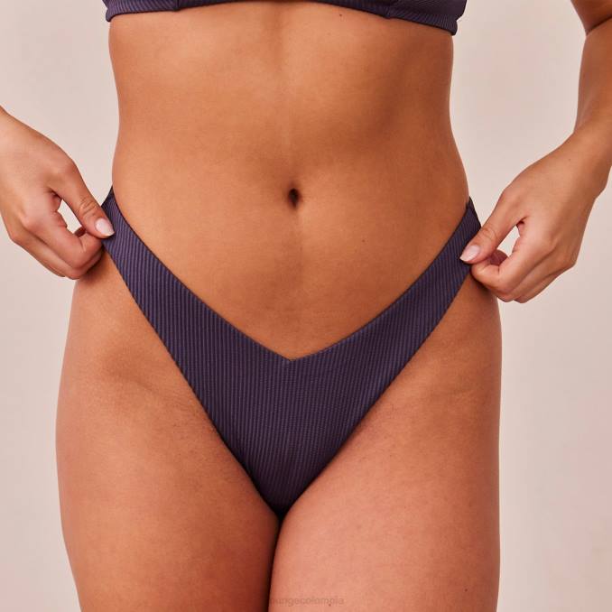 calzoncillos triangulares de canalé mujer azul carbón Lounge ropa interior R88Z514