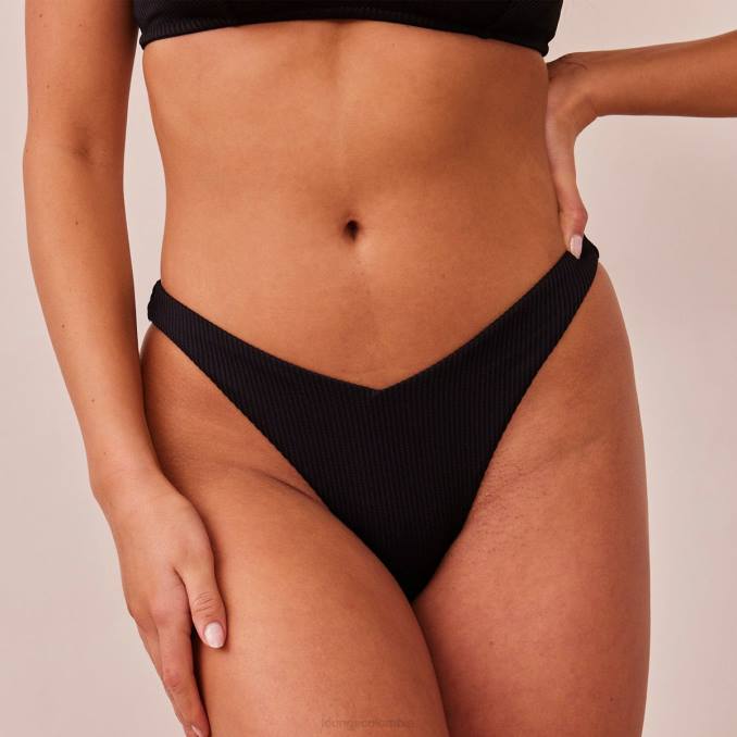 calzoncillos triangulares de canalé mujer negro Lounge ropa interior R88Z511