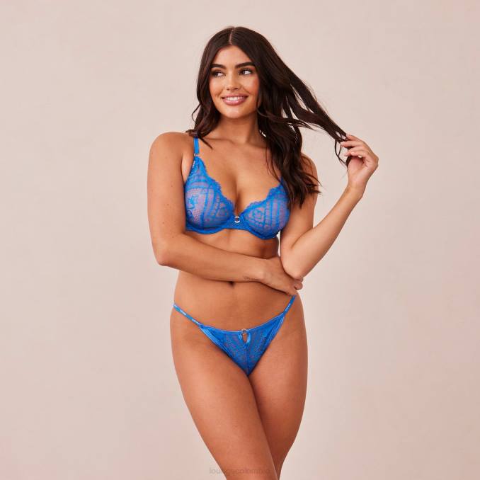 Charmed Balconette conjunto de sujetador y tanga/braguitas mujer azul cobalto Lounge ropa interior R88Z23