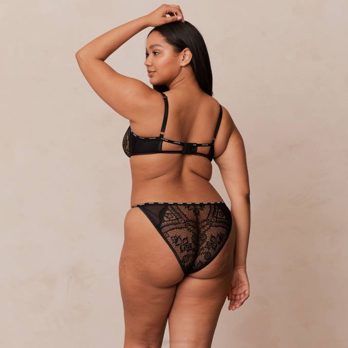 Charmed Balconette conjunto de sujetador y tanga/braguitas mujer negro Lounge ropa interior R88Z16