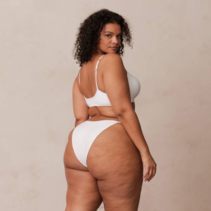 Conjunto camiseta sujetador y tanga/braguita con cierre delantero liso mujer blanco Lounge ropa interior R88Z164