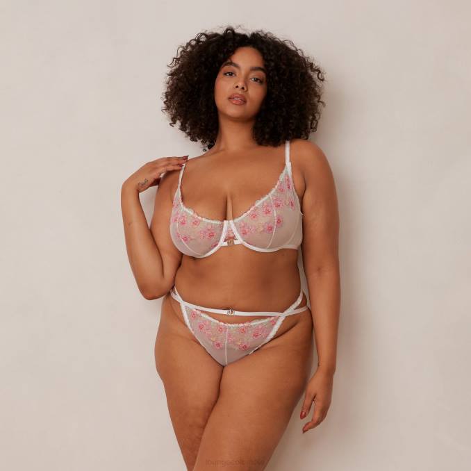 Conjunto de sujetador balconette y tanga/braguitas con bordado de florecitas mujer blanco Lounge ropa interior R88Z95