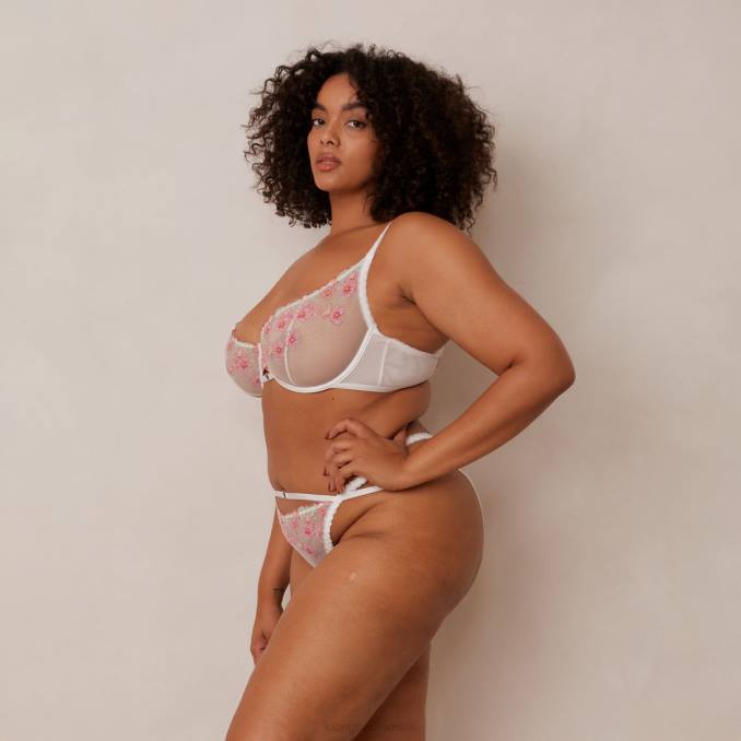 Conjunto de sujetador balconette y tanga/braguitas con bordado de florecitas mujer blanco Lounge ropa interior R88Z95