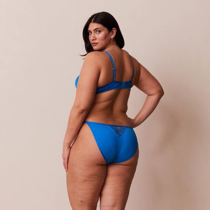 Conjunto de sujetador push-up antigravedad y tanga/braguita mujer azul cobalto Lounge ropa interior R88Z110