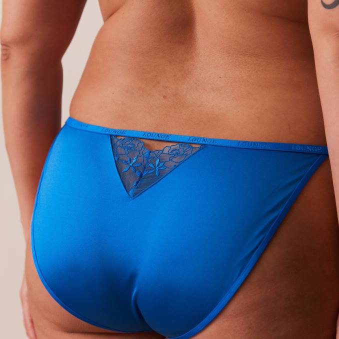 Conjunto de sujetador push-up antigravedad y tanga/braguita mujer azul cobalto Lounge ropa interior R88Z110