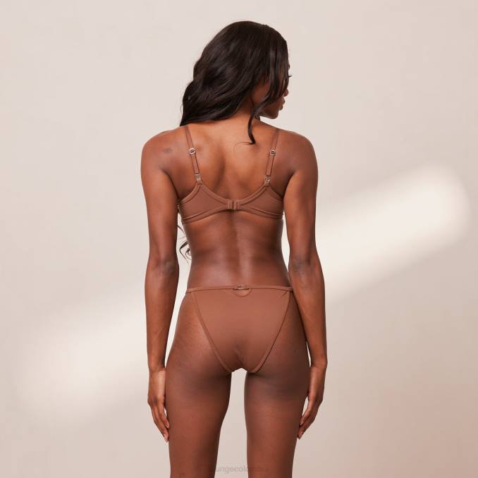 Conjunto de sujetador push-up esculpido y tanga/braguitas mujer castaña Lounge ropa interior R88Z96