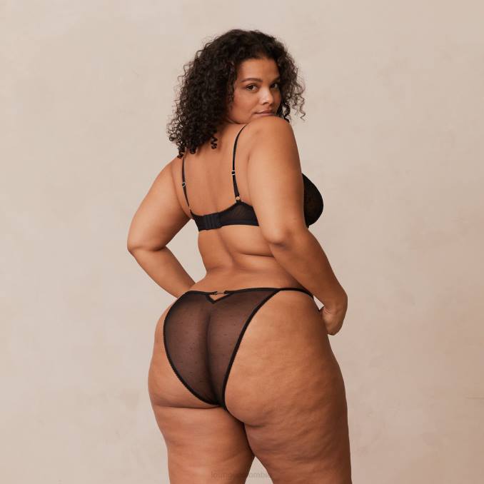 Conjunto de sujetador y tanga/bragas Flirt Balconette mujer negro Lounge ropa interior R88Z108