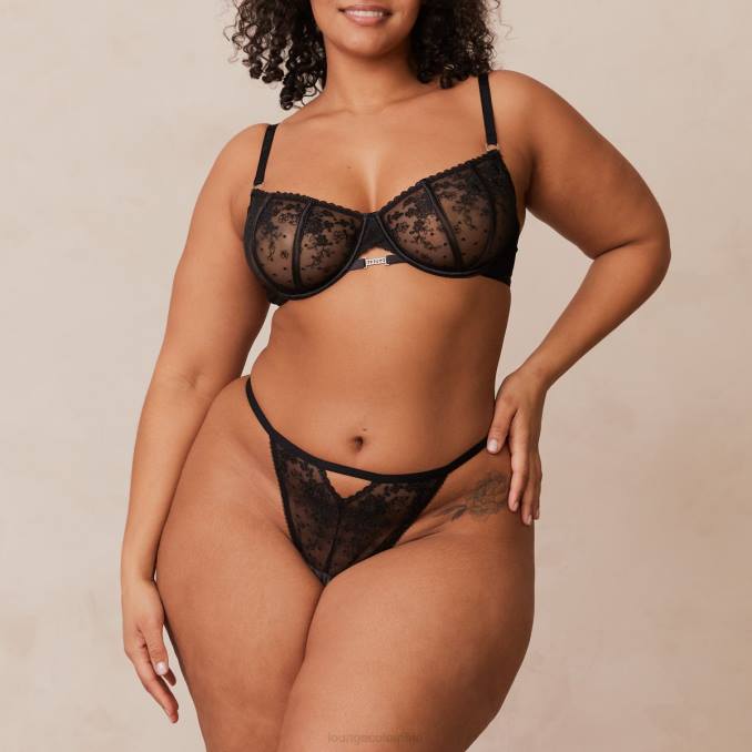 Conjunto de sujetador y tanga/bragas Flirt Balconette mujer negro Lounge ropa interior R88Z108