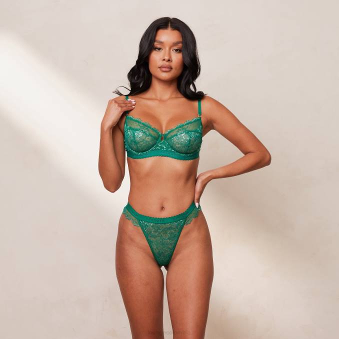 Conjunto de sujetador y tanga/braguita de balcón Wish mujer Esmeralda Lounge ropa interior R88Z101