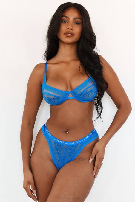 Conjunto de sujetador y tanga/braguitas Liberty Balconette mujer azul cobalto Lounge ropa interior R88Z45