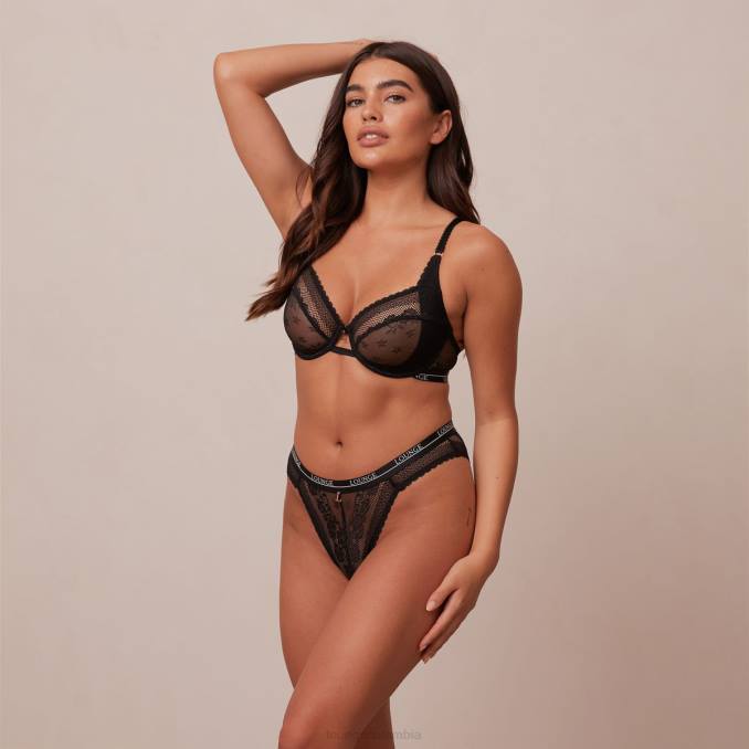 Conjunto de sujetador y tanga/braguitas Liberty Balconette mujer negro Lounge ropa interior R88Z24