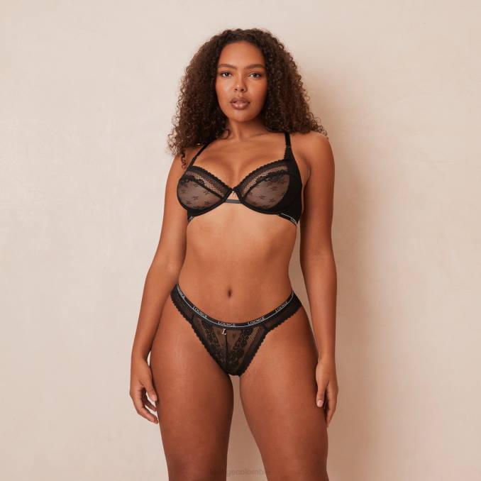 Conjunto de sujetador y tanga/braguitas Liberty Balconette mujer negro Lounge ropa interior R88Z24