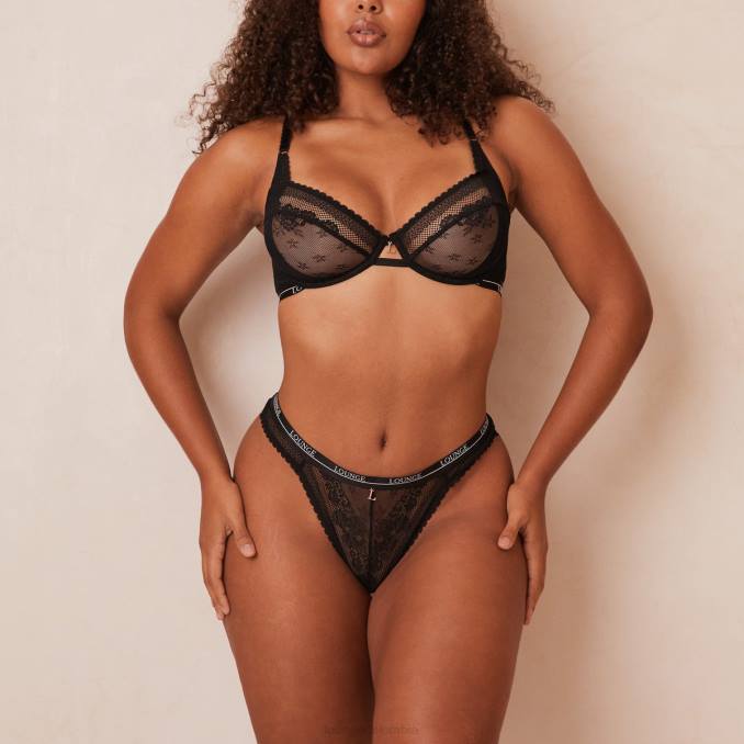 Conjunto de sujetador y tanga/braguitas Liberty Balconette mujer negro Lounge ropa interior R88Z24
