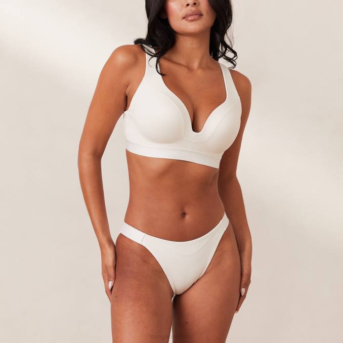Conjunto de sujetador y tanga/braguitas Mindful de canalé mujer blanco Lounge ropa interior R88Z169