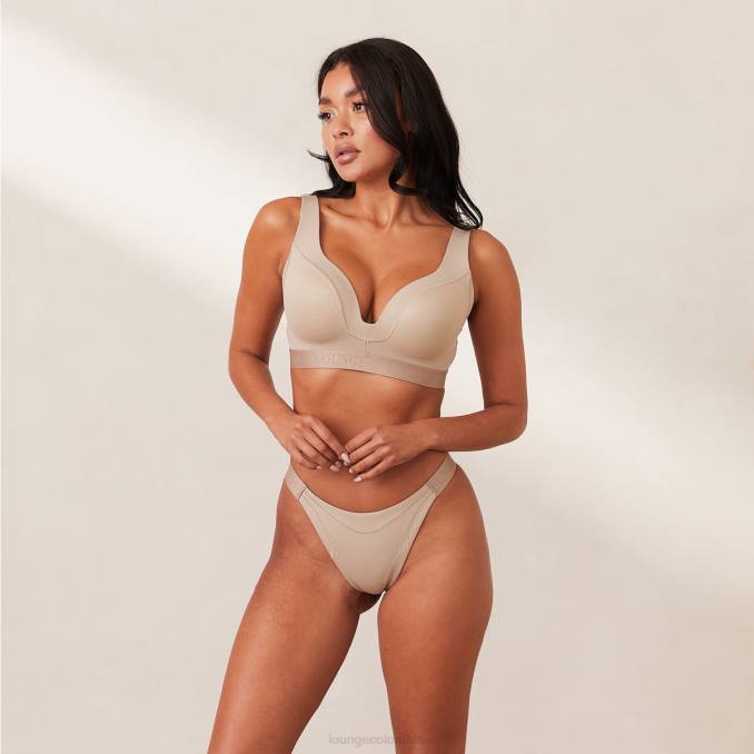 Conjunto de sujetador y tanga/braguitas Mindful de canalé mujer visón Lounge ropa interior R88Z168