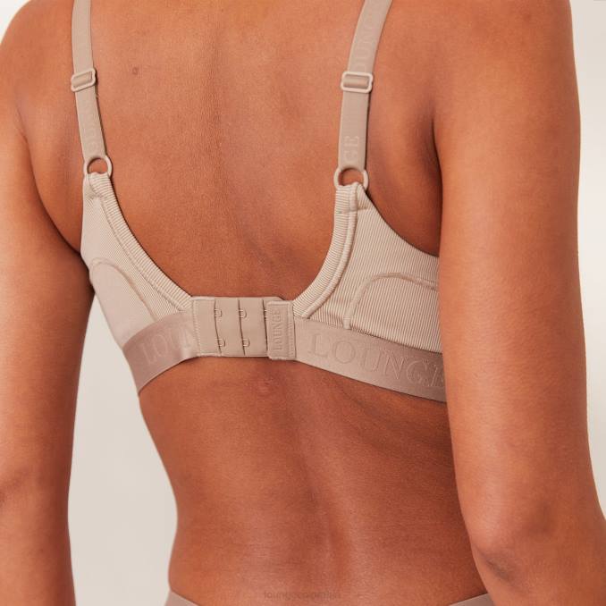 Conjunto de sujetador y tanga/braguitas Mindful de canalé mujer visón Lounge ropa interior R88Z168