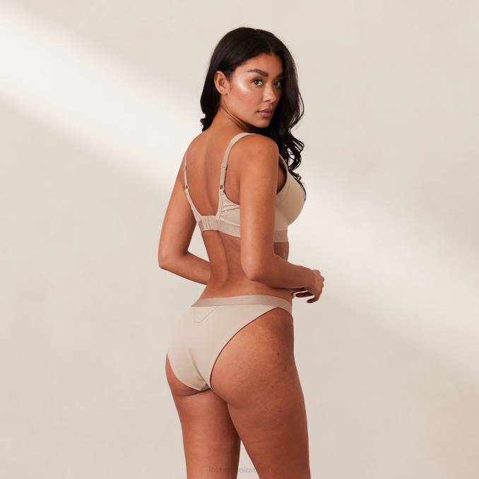 Conjunto de sujetador y tanga/braguitas Mindful de canalé mujer visón Lounge ropa interior R88Z168