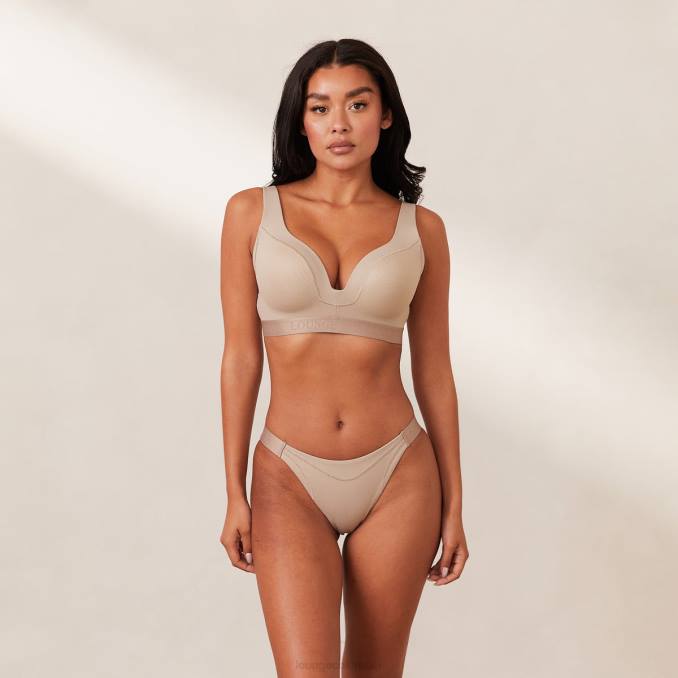 Conjunto de sujetador y tanga/braguitas Mindful de canalé mujer visón Lounge ropa interior R88Z168