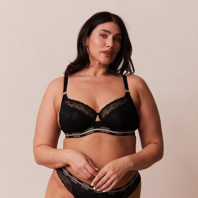 Conjunto de sujetador y tanga/braguitas Vogue Balcón mujer negro Lounge ropa interior R88Z69