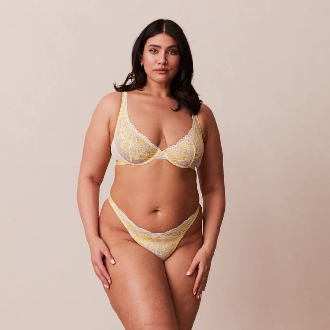 Conjunto de sujetador y tanga/braguitas de lujo para balcón mujer limón Lounge ropa interior R88Z21