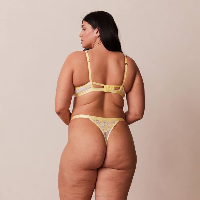 Conjunto de sujetador y tanga/braguitas de lujo para balcón mujer limón Lounge ropa interior R88Z21