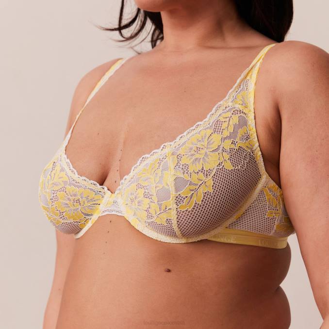 Conjunto de sujetador y tanga/braguitas de lujo para balcón mujer limón Lounge ropa interior R88Z21