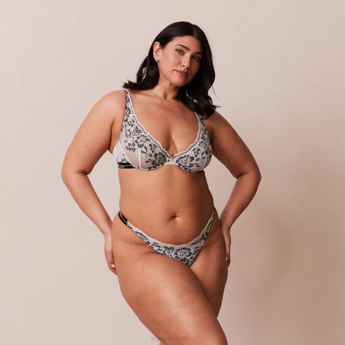 Conjunto de sujetador y tanga/braguitas de lujo para balcón mujer negro Lounge ropa interior R88Z4