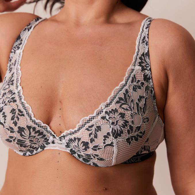 Conjunto de sujetador y tanga/braguitas de lujo para balcón mujer negro Lounge ropa interior R88Z4