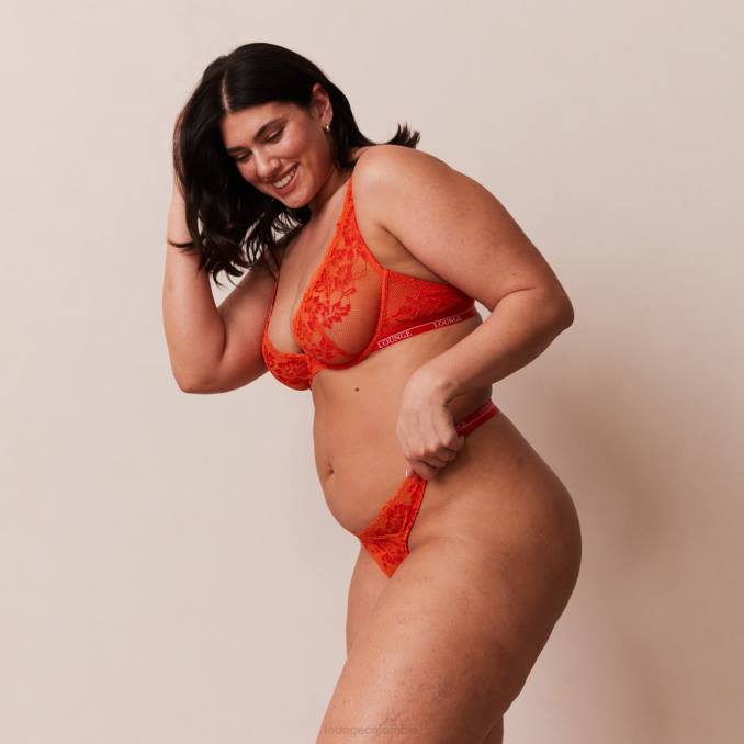 Conjunto de sujetador y tanga/braguitas de lujo para balcón mujer rojo Lounge ropa interior R88Z49