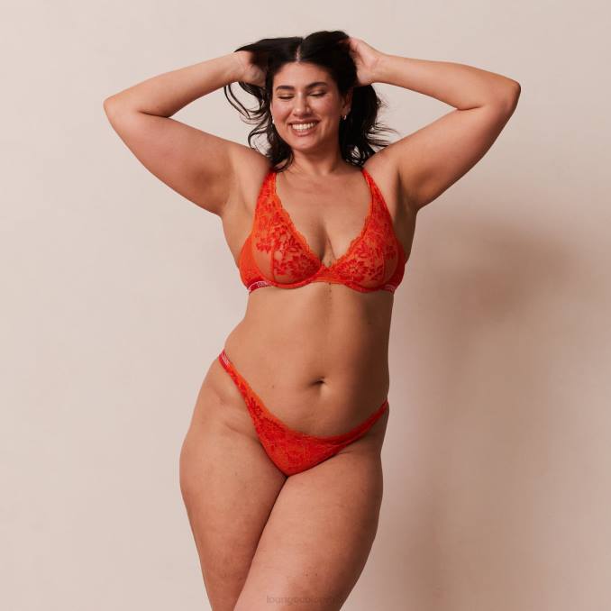 Conjunto de sujetador y tanga/braguitas de lujo para balcón mujer rojo Lounge ropa interior R88Z49