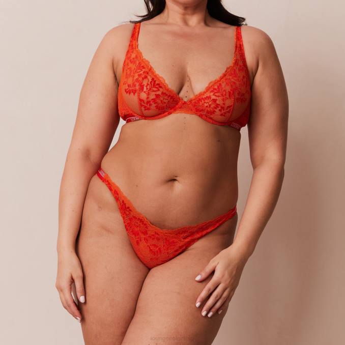 Conjunto de sujetador y tanga/braguitas de lujo para balcón mujer rojo Lounge ropa interior R88Z49