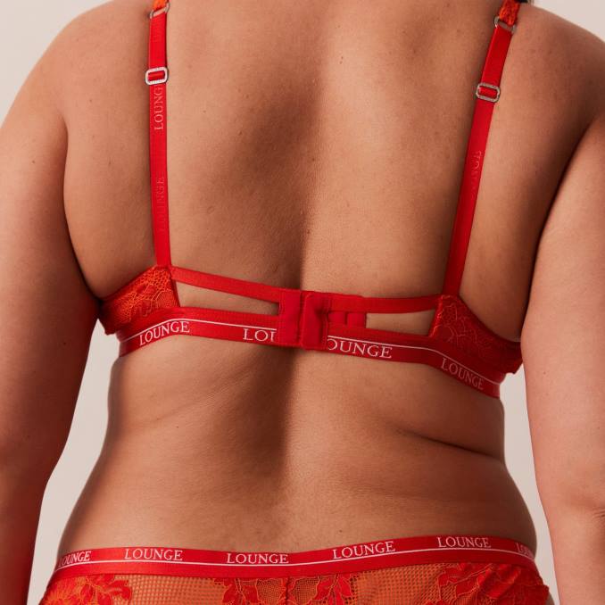 Conjunto de sujetador y tanga/braguitas de lujo para balcón mujer rojo Lounge ropa interior R88Z49