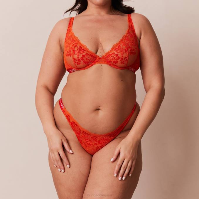 Conjunto de sujetador y tanga/braguitas de lujo para balcón mujer rojo Lounge ropa interior R88Z49