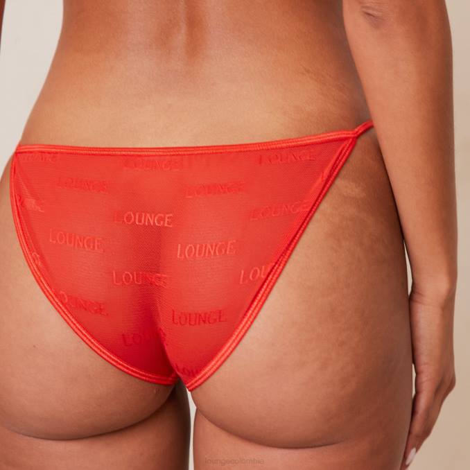 Conjunto de sujetador y tanga/braguitas de malla atrevida mujer rojo Lounge ropa interior R88Z48