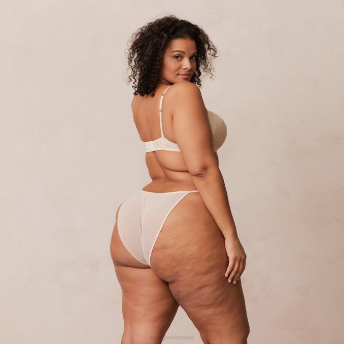 Conjunto de sujetador y tanga/braguitas de satén suave mujer latté Lounge ropa interior R88Z143