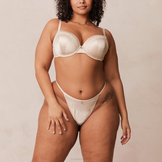 Conjunto de sujetador y tanga/braguitas de satén suave mujer latté Lounge ropa interior R88Z143