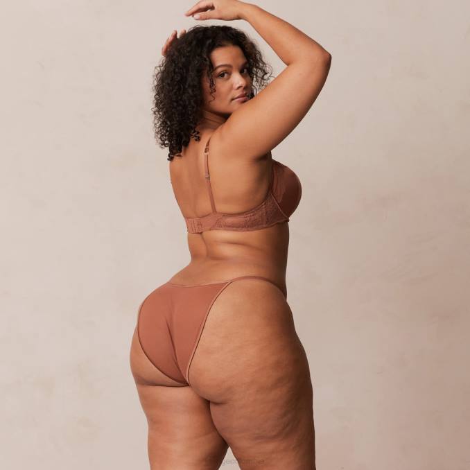 Conjunto de sujetador y tanga/braguitas de satén suave mujer moca Lounge ropa interior R88Z141