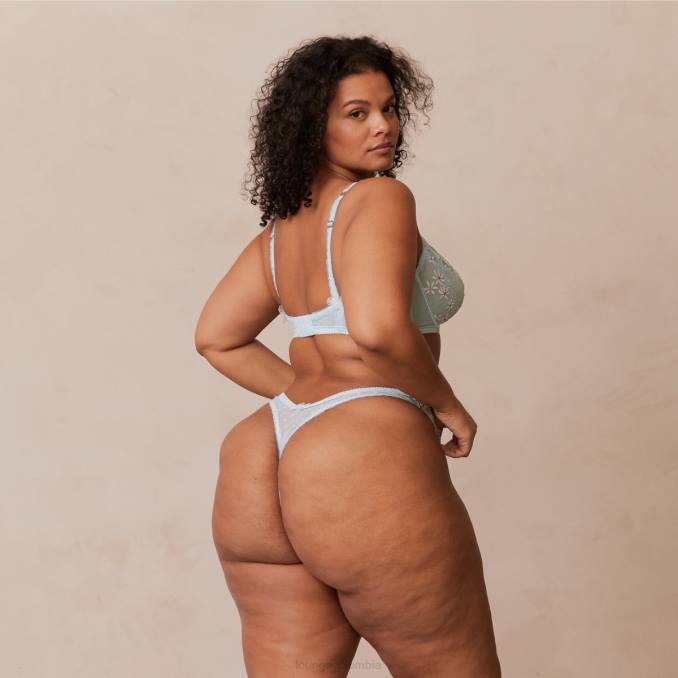 Conjunto de sujetador y tanga/braguitas estilo balcón mujer azul Lounge ropa interior R88Z99