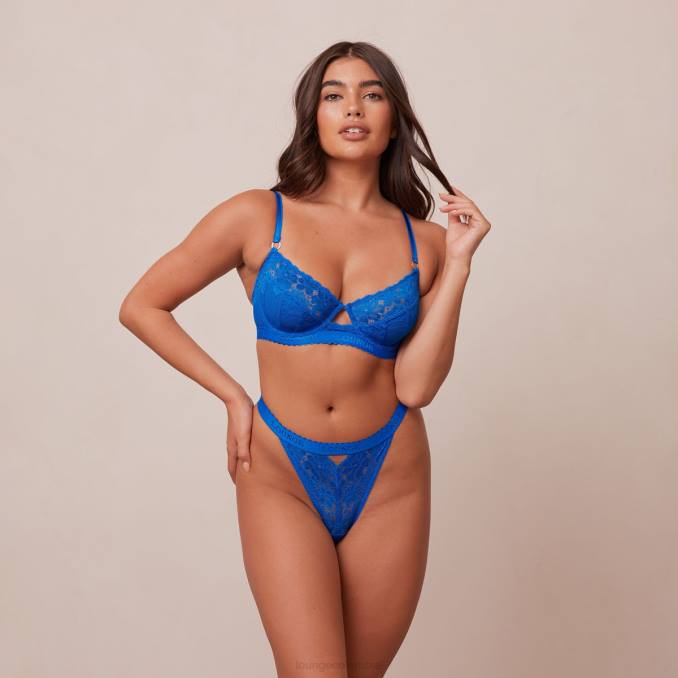 Conjunto de sujetador y tanga/braguitas estilo balcón mujer azul cobalto Lounge ropa interior R88Z39