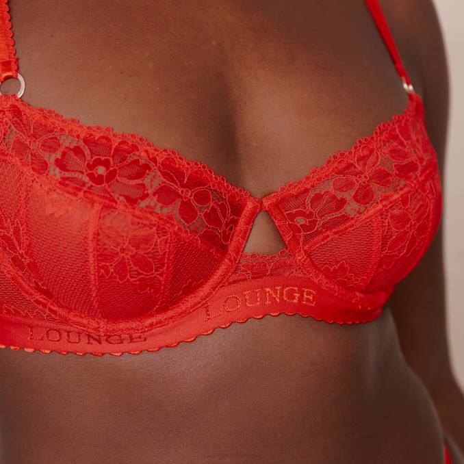 Conjunto de sujetador y tanga/braguitas estilo balcón mujer rojo Lounge ropa interior R88Z113