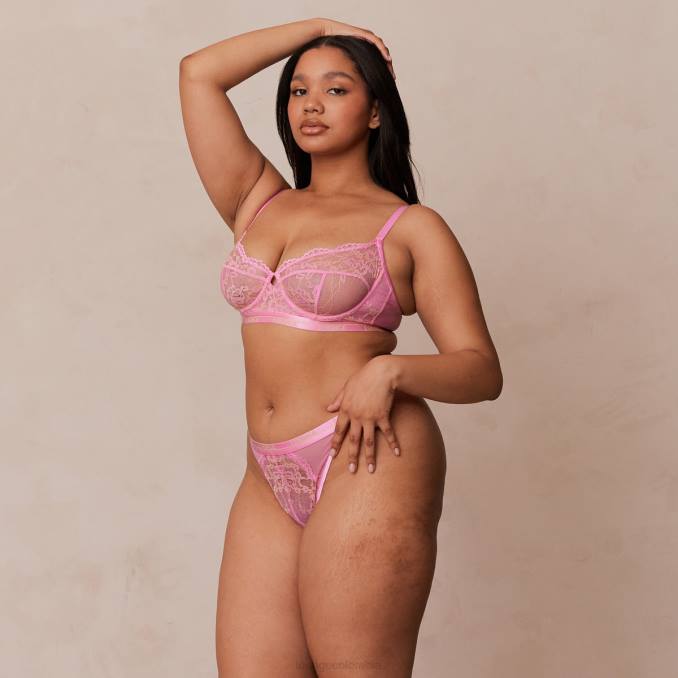 Conjunto de tanga y sujetador balconette con flores en dos tonos mujer rosa Lounge ropa interior R88Z33