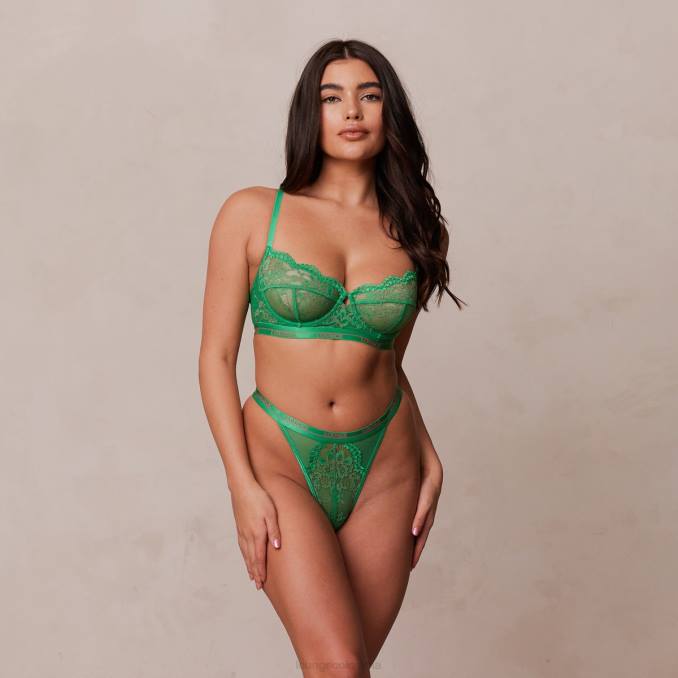 Conjunto de tanga y sujetador balconette con flores en dos tonos mujer verde Lounge ropa interior R88Z103