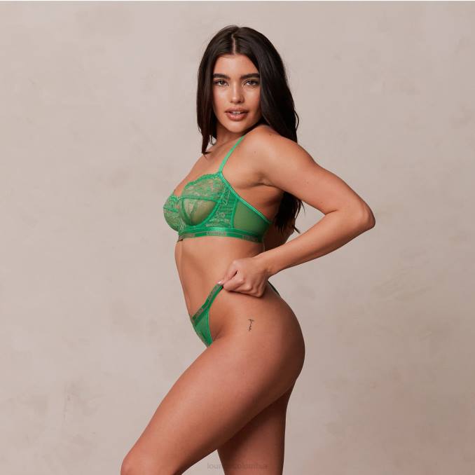 Conjunto de tanga y sujetador balconette con flores en dos tonos mujer verde Lounge ropa interior R88Z103