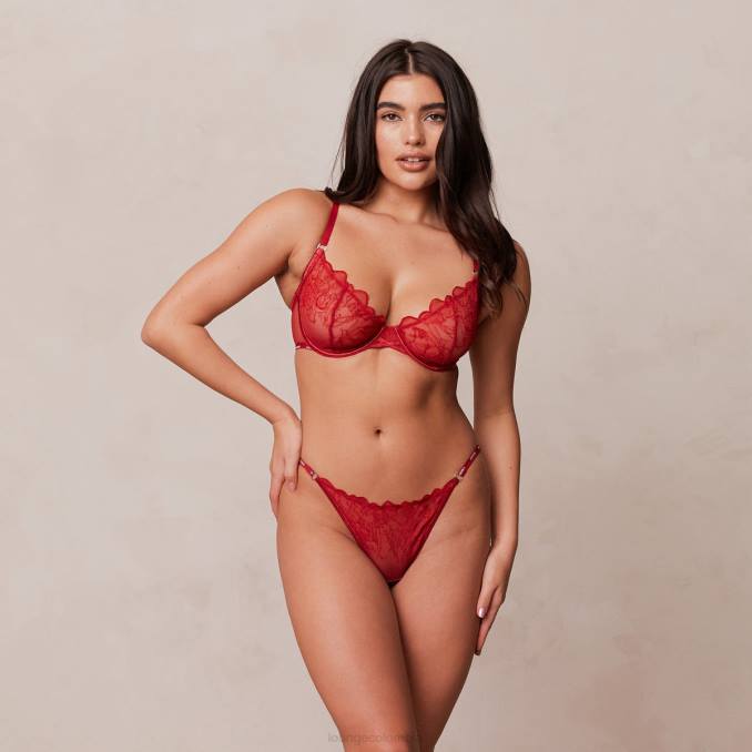 conjunto balcón sujetador y tanga/braguita ilustración mujer granate Lounge ropa interior R88Z14