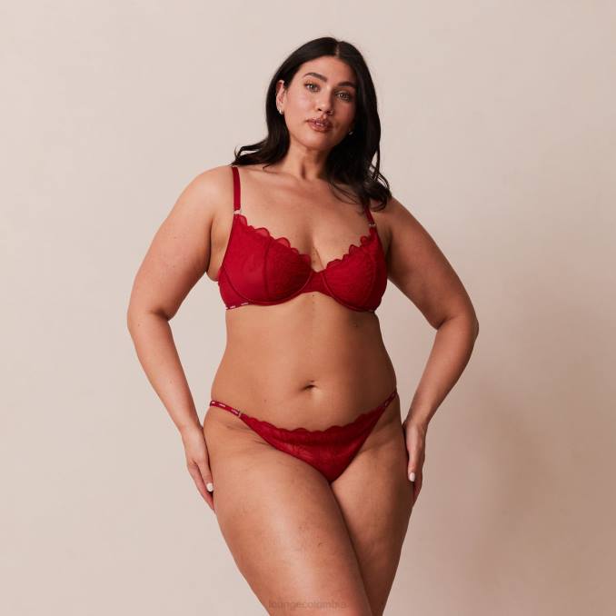 conjunto balcón sujetador y tanga/braguita ilustración mujer granate Lounge ropa interior R88Z14