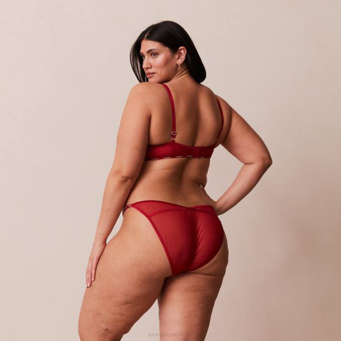 conjunto balcón sujetador y tanga/braguita ilustración mujer granate Lounge ropa interior R88Z14