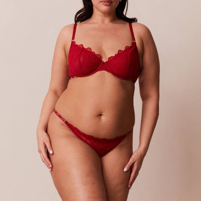 conjunto balcón sujetador y tanga/braguita ilustración mujer granate Lounge ropa interior R88Z14