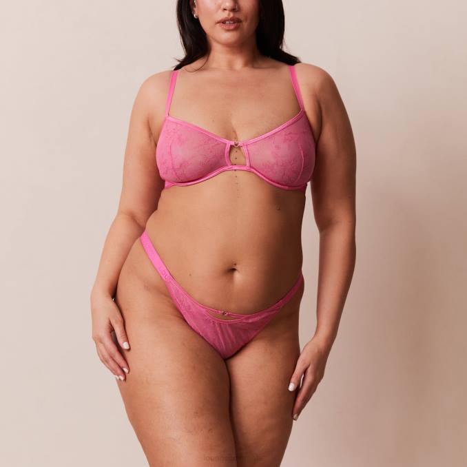 conjunto de sujetador y tanga Grace mujer Rosa caliente Lounge ropa interior R88Z58