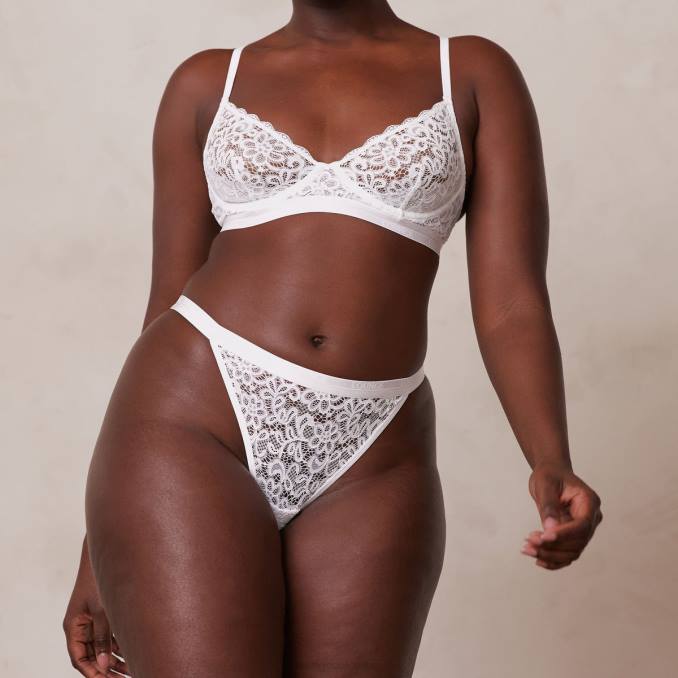 conjunto de sujetador y tanga de balcón mujer blanco Lounge ropa interior R88Z57