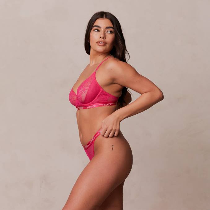 conjunto de sujetador y tanga royal balconette mujer Rosa caliente Lounge ropa interior R88Z56